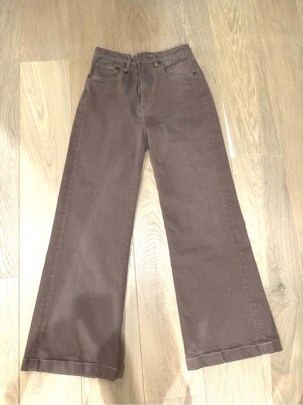 R13 Charlotte Wide-Leg High-Rise Jeans in Brown